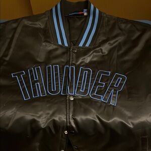 NBA Oklahoma City, Thunder Black and Blue Varsity Bomber Jacket size 6XL